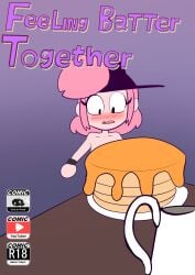 backwards_hat blush comic comic_cover comic_page cover cypherden dennise_andrea_casurra hat lewdandloudnsfw maple_syrup masterpantsu pancakes pink_hair syrup wristband youtube youtuber