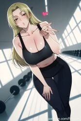 1girls :o ai_generated ass bending_over big_ass big_ass_(female) big_breasts black_top blonde_female blonde_hair blowing_kiss blush brown_eyes bubble_ass bubble_butt curvy curvy_female cute cute_face cute_female day daytime female female_only gym gym_clothes gym_uniform half-closed_eyes hand_on_thigh heart high_quality high_resolution highres horny horny_female huge_ass in_heat indoors jujutsu_kaisen long_hair looking_at_viewer parted_bangs patreon patreon_username rissuai sexy sexy_ass sexy_body sexy_clothing sexy_female sexy_pose tall_female toned_body toned_female yoga_pants yuki_tsukumo