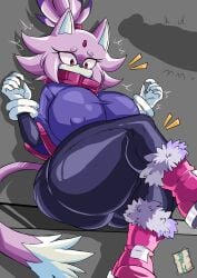 1girls 5_fingers anthro ass big_ass big_breasts big_penis blaze_the_cat blaze_the_cat_(om) bluehotheart breasts bubble_butt cat catgirl clawed_fingers clothed clothing countershade_face countershading eyelashes feline female female_focus furry gem gem_on_forehead gloves hairband head_tuft heel_boots imminent_sex looking_down mobian_(species) nipple_bulge notice_lines offscreen_character outcome_memories penis_outline penis_shadow poncho purple_body purple_fur red_eyes roblox roblox_game sega sitting solo sonic_(series) sonic_the_hedgehog_(series) tails_doll thick_thighs two-tone_fur white_body white_fur woman