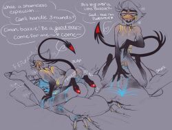 1boy 1cuntboy antennae_(anatomy) ass blood blood_in_mouth blood_on_face blush bunnicocktail butt cuntboy cuntboy/male demon feet gay hazbin_hotel hellaverse hooves lucifer_morningstar_(hazbin_hotel) naked nipples nude penis power_bottom pussy riding riding_penis rough_sex scratches sharp_teeth short_hair simple_background size_difference small_dom_big_sub smaller_male submissive_male submissive_top tail tongue tongue_out tv_head vox_(hazbin_hotel) yaoi