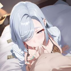 1girl ai_assisted ai_generated beautiful_girl big_ass big_breasts curvy female genshin_impact hoyoverse leopard_print leopard_print_bikini mihoyo prostitution sexy shenhe_(genshin_impact) taugust thighhighs