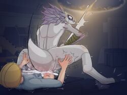 alien anjydrawslewd anthro anthro_on_top anthro_penetrated arm_feathers arm_tuft arm_wraps armor avian beak blue_eyes bodily_fluids clothed clothed/nude clothing cum cum_while_penetrated digitigrade duo excessive_cum excessive_genital_fluids feather_hair feathered_crest feathers genital_fluids halo_(series) hard_hat head_crest headgear helmet hi_res human human_on_anthro human_on_bottom human_penetrating human_penetrating_anthro human_penetrating_male interspecies kig-yar light_body light_skin male male/male male_anthro male_human male_on_anthro male_on_human male_penetrated male_penetrating male_penetrating_anthro male_penetrating_male mammal microsoft nude nude_anthro on_bottom on_top penetration power_bottom pseudo_hair reverse_cowgirl_position scalie sex sharp_teeth short_tail smile t'vaoan tail teeth tuft wraps xbox_game_studios xenophilia