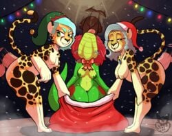 2019 absurd_res alissa_(batartcave) amber_(pelao0o) anthro anthro_penetrated areola batartcave bite biting_lip biting_own_lip black_spots breast_size_difference breasts brown_penis cheetah christmas clothing daughter felid feline female female_penetrated fur gecko green_areola green_eyes green_nipples hair hat hat_only headgear headwear hi_res holidays jade_(pelao0o) lizard male male_penetrating male_penetrating_female mammal mostly_nude mother mother_and_child mother_and_daughter multicolored_body multicolored_fur nipples onomatopoeia open_mouth oral oral_penetration parent parent_and_child penetration penis pussy reptile santa_hat scalie self_bite sound_effects spots straight text tongue wide_hips