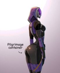 alien alien_girl ass bodysuit butt evil_container mass_effect quarian shiny_clothes simple_background spacemaxmarine tagme tali'zorah_nar_rayya