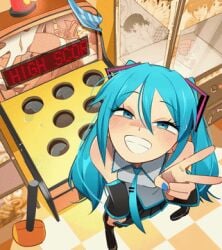 animated hatsune_miku horny_female implied_masturbation implied_penetration improvised_sex_toy khyleri masturbation naughty_girl tagme