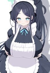 1girl aris_(blue_archive) aris_(maid)_(blue_archive) arisu_(blue_archive) big_breasts blue_archive huge_breasts lit long_hair maid maid_uniform robot_girl solo solo_female