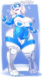 0r0ch1 1girls alternate anthro anthrofied blush breasts caprine chubby claws cleavage clothes cosplay costume crossover english_text female fingers goat humanoid mammal mask milf mother nose open_mouth overweight overweight_female parent rainbow rainbow_mika_(cosplay) street_fighter thick thighs toes toriel undertale wide_hips