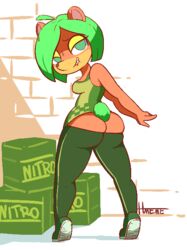 ami_bandicoot animated anthro ass crash_(series) female furry green_hair hmeme nitro_crate solo trophy_girls