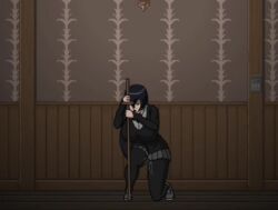 1boy 1girls 2d all_fours black_hair brown_hair clothed_sex crimson_bird cum cum_in_pussy cum_inside doggy_style from_behind game_cg light-skinned_female light-skinned_male light_skin lustful_spirit_hunt tagme video