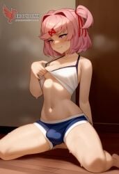 1futa 1girls 2d ai_generated ass bangs barefeet big_ass bra breasts doki_doki_literature_club erection erection_under_clothes erophoenix feet female female_focus full_body futanari intersex looking_at_viewer looking_back natsuki_(doki_doki_literature_club) nude pale_skin pale_skinned_female patreon_username pink_eyes pink_hair small_breasts small_penis smile soles solo solo_female sweat thick thick_thighs toes uncensored