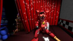 animal_genitalia animal_penis animatronic anthro balls bonnie_(fnaf) canine canine_penis cum cum_on_ground erection eye_patch five_nights_at_freddy's fox foxy_(fnaf) freddy_(fnaf) genital_fluids male male_focus male_only mammal masturbation orgasm orgasm_face penile_masturbation penis red_fur robot rockstar_bonnie rockstar_foxy rockstar_freddy semen sitting solo_focus testicles video_games yellow_eyes