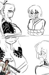 2girls big_breasts breasts cleavage female female_focus female_only meme settledowncowboy