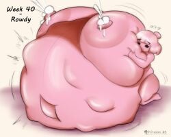 artist_name belly_on_ground flying_sweatdrops giant_thicc_soft_gf_(hiruson) gigantic_belly gigantic_breasts hiruson hyper_breasts hyper_pregnancy immobile kneeling lactation original original_character pregnant sequence signature soft worried
