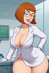 ai_generated big_ass big_breasts big_butt cartoon cartoon_character cartoon_milf cartoon_mom cleavage danny_phantom glasses gloves lab_coat labcoat laboratory madeline_fenton mature_female mature_woman milf mommy mother robotkesh seductive teasing thick_thighs wide_hips