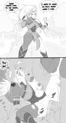 1girls 2koma belly_bulge black_and_white choking_on_penis cum cum_inside defeated defeated_heroine dominated dota_2 double_penetration female female_focus female_penetrated femsub holding_arm holding_head instant_loss instant_loss_2koma large_penis male maledom multiple_boys multiple_penises navel one_breast_out overconfident penetration raped ripped_clothing sex stretched_pussy stretching submissive_female tagme tattoo vaginal_penetration