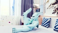 16:9 anonymous_artist anthro autofellatio blue_body blue_fur blue_penis fish fur furred_shark genitals hi_res male manokit marine masturbation mikumanokit oral oral_masturbation penile penile_masturbation penis shark solo widescreen