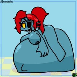1girls anal_vore animated animated belly_bulge breasts drawadicted fat female female_pred larger_female obese pred prey tagme undertale undyne vore vore_belly