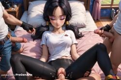 1girls 2boys 3boys ai_generated balls bed bedroom black_gloves black_hair black_pantyhose blush breasts closed_eyes closed_mouth clothed_sex collarbone cum cum_in_pussy cum_on_body cum_on_clothes curtains dark_skin dragon_ball dragon_ball_super dragon_ball_z ejaculation erection female fingerless_gloves gangbang gloved_handjob gloves group_sex handjob hi_res indoors lying male male_pubic_hair medium_breasts missionary multiple_boys navel on_back on_bed pants pantyhose patreon_logo patreon_username penis pillow progenarts pubic_hair pussy sex shirt short_sleeves shorts spread_legs straight t-shirt testicles thighband_pantyhose torn_clothes torn_pants torn_pantyhose torn_shorts twintails uncensored vaginal_penetration videl videl_(dragon_ball_super) web_address white_shirt window