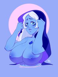 big_breasts blue_diamond_(steven_universe) breasts breasts_out busty chrispls female_only hood huge_breasts steven_universe torso_shot