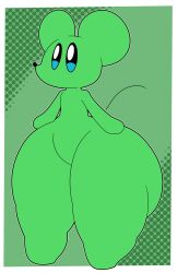 ass ass_bigger_than_head cyandrive98 green_body green_skin huge_ass huge_thighs mouse naked oc simple_background squeak_(cyandrive98) standing tagme thighs_bigger_than_head