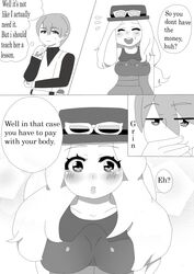 1boy 1girls blacked_out blush comic defeated dubious_consent glasses hat human human_only panties pokemon pokemon_xy serena_(pokemon) serena_(pokemon_games) skirt text