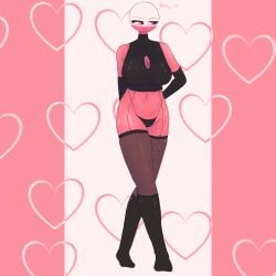 breasts countryhumans deffikkk female gloves hips oiled poland_(countryhumans) red_body red_eyes stockings
