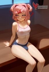 1futa 1girls 2d ai_generated ass bangs barefeet big_ass bra breasts doki_doki_literature_club erection erection_under_clothes erophoenix feet female female_focus full_body futanari intersex looking_at_viewer looking_back natsuki_(doki_doki_literature_club) nude pale_skin pale_skinned_female patreon_username pink_eyes pink_hair small_breasts small_penis smile soles solo solo_female sweat thick thick_thighs toes uncensored