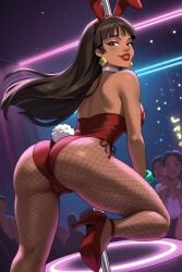 ai_generated chel chel_(the_road_to_el_dorado) dark-skinned_female exotic_dancer female fishnet_pantyhose fishnets high_heels neon_lights nightclub playboy_bunny pole pole_dancer pole_dancing strip_club stripper stripper_clothes stripper_pole stripping the_road_to_el_dorado