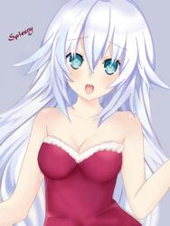 black_heart blue_eyes christmas female highres neptunia_(series) noire spleeny white_hair