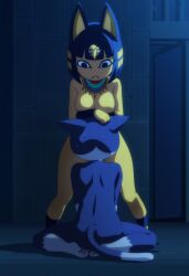 ai_generated animal_crossing ankha ankha_(animal_crossing) ass convenient_censoring cunnilingus dominant_female implied_cunnilingus implied_oral nintendo nude public public_nudity rover_(animal_crossing)