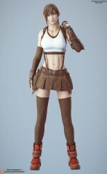 3d 3d_(artwork) abs belly darkbahamuth female final_fantasy final_fantasy_vii midriff pinup sfw tifa_lockhart tummy