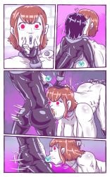 1futa 2girls belly.a.seleme censored censored_nipples censored_penis cock_ring comic death facesitting female female/female female_death futa_on_female futanari intersex kissing latex mind_control muscular muscular_female necrophilia oral tagme