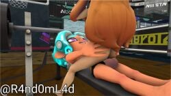 gym meggy_spletzer oc octoling octoling_boy orange_hair original_character r4nd0m_l4d self_upload sfm smg4 smg4_(character) source_filmmaker splatoon splatoon_(series) splatoon_3 trainer twitter_link