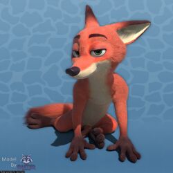 3_toes 3d_(artwork) 4_fingers absurd_res animal_genitalia anthro bedroom_eyes black_nose blender_(artwork) canid canine canine_genitalia claws countershading digital_media_(artwork) disney english_text erection eyebrows feet fingers fluffy fluffy_tail fox front_view fur genitals gloves_(marking) green_eyes hi_res knot leaning leaning_forward looking_at_viewer male mammal markings narrowed_eyes nick_wilde nude orange_body orange_fur pattern_background pawpads penis pink_penis rasterraccoon red_fox seductive simple_background smile solo tail text toes true_fox watermark zootopia
