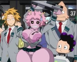body_writing huge_ass huge_breasts mina_ashido miniskirt my_hero_academia tatto useless_clothing