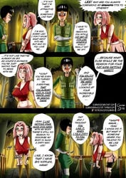 bimbo bimbofication breast_growth comic english_text naruto naruto_shippuden reality_warping rock_lee sakura_haruno schinkn text