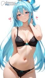 1girls 2026 ai_assisted ai_generated anime aqua_(konosuba) black_bra black_panties blue_hair boobs bra breasts bust hi_res high_quality high_resolution highres kono_subarashii_sekai_ni_shukufuku_wo! konosuba konosuba:_god's_blessing_on_this_wonderful_world! long_hair navel panties patreon patreon_username skypassion stable_diffusion tits underwear watermark