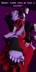 1ambiguous 1girls 3d 3d_(artwork) feet_focus female foot_fetish frisk frisk_(undertale) giantess human keynor monster monster_girl muffet purple_skin purple_skinned_female spider_girl spidergirl undertale video_game_character