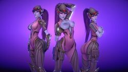 3d areolae athletic big_breasts blizzard_entertainment breasts busty female female_focus female_only hourglass_figure huge_ass kingocrsh large_areolae large_breasts long_hair nipples overwatch pose posing purple_hair purple_skin solo thick_thighs wide_hips widowmaker