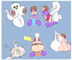 2girls aged_up amber_lightvale asriel_dreemurr bete_noire breasts brown_hair condom condom_filling delirium_(the_binding_of_isaac) digital_media_(artwork) disembodied_penis excessive_cum female futanari gangbang glitchtale huge_ass huge_cock hyper hyper_balls hyper_penis intersex licking_lips not_paint pink_eyes pink_hair rape short_hair skirt_lift stomach_bulge tagme the_binding_of_isaac undertale undertale_fanfiction