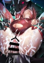 1boy absurdres bar_censor breasts cameltoe censored circlet clothing_aside core_crystal_(xenoblade) cum cum_in_pussy earrings ejaculation female glowing highres interspecies jewelry large_breasts large_penis large_variant_set looking_at_viewer male medium_hair minotaur monster nipples non-web_source onigirikun open_mouth penis pregnant pyra_(xenoblade) rape red_eyes red_hair red_shorts red_thighhighs sex short_shorts shorts shorts_aside solo straight surprised swept_bangs thighhighs torn_clothes torn_thighhighs variant_set wide-eyed xenoblade_chronicles_(series) xenoblade_chronicles_2