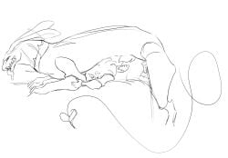 anthro avian beak bird bugle_(sourfry) clitoris collar duo eiderdown_(celestialboner) feathers female fur genitals hi_res hybrid imp leporid male male/female mammal monster penis potoo rabbit size_difference sourfry spiked_collar spikes tail vulva