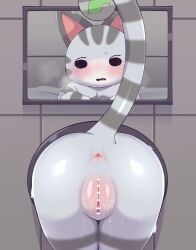 animal_crossing anthro anus ass blush censored domestic_cat felid feline felis female fur genitals hi_res himimi lolly_(animal_crossing) mammal nintendo nude solo tail vulva