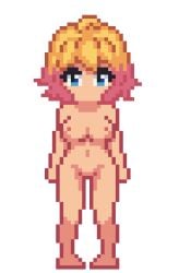 1girls barefoot blonde_hair blue_eyes breasts completely_nude completely_nude_female exhibitionismclub mikan_(exhibitionismclub) navel nipples nude nude_female short_hair sprite_art transparent_background