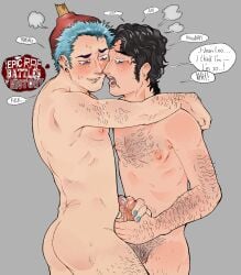 2boys anus ass balls blush boner date_everything dialogue dialogue_box dialogue_bubble drooling dumb ejaculation erection frottage frotting gay hair hairy_male handjob homosexual human jean_loo_pissoir johnny_splash light-skinned_male light_skin looking_at_penis male male/male male_only moaning muscles nipples no_clothes nude nudity penis precum prefix self_upload skinny_male tears text_bubble tips_touching yaoi