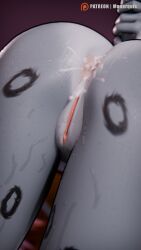 3d_(artwork) absurd_res anthro anus ass bodily_fluids cum cum_in_ass cum_inside digital_media_(artwork) felid female genital_fluids hi_res mammal momo_(monarquis) monarquis pantherine pussy snow_leopard solo vulva zoom
