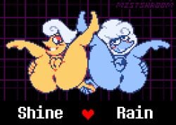1male anus blush celestial_humanoid cloud_humanoid cuntboy cuntboy/dickgirl darkner deltarune deltarune_chapter_3 deltarune_futanari dickgirl dickgirl/cuntboy elnina_(deltarune) flaccid flaccid_penis futanari hand_holding holding_hands intersex lanino_(deltarune) legs_up looking_at_viewer mistshroom penis pixel_(artwork) pixel_art pixelated pixelated_penis pixelated_vagina rule_63 smile vagina yellow_skin