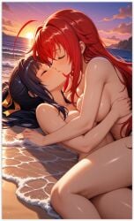 2girls ai_generated akeno_himejima girl_on_girl high_school_dxd lesbian_couple lesbian_domination lesbian_focus lesbian_kiss lesbian_sex rias_gremory rias_x_akeno yuri yuri yuri