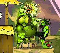 1girls anthro anthrofied ass big_breasts breasts breasts dj_arts female flora_fauna freckles hourglass_figure jack_(dj_arts) larger_female peashooter_(pvz) plant plant_girl plant_humanoid plantie plants_vs._zombies plants_vs_zombies popcap_games pussy sunflower_(pvz) sunflower_queen_(pvz) sunny_(dj_arts) taller_girl