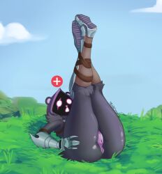 animal_ears anthro anus anus_outline anus_peek armor armored_gloves ass ass ass_focus ass_grab bear big_ass black_fur boots bottom_heavy bubble_ass bubble_butt clothing fat_ass female footwear fortnite gauntlets gloves grass hoodie humanoid humanoid_genitalia humanoid_pussy legs legs_crossed legs_over_head legs_together legs_up mammal massive_ass massive_butt multicolored_fur naked nude nude_female open_mouth outdoors painanddoodles plump_ass presenting purple_fur pussy raven_team_leader scar self_upload shoes signature solo voluptuous wide_eyed